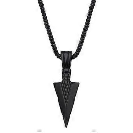 Geometrinen Kolmio Keihäänkärki Riipus Kaulakoru Punk Trendikäs Miesten Korut Poikaystävän Syntymäpäivälahja (musta)