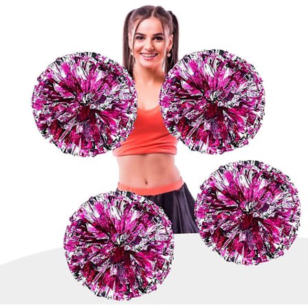 4 stk. Metallic Folie Cheerleading Pom Poms, Premium Cheerleader Pompoms Kit, Cheering Håndblomster 9,8 tommer