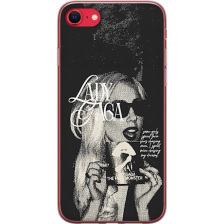 Yhteensopiva Puhelinkuori Apple iPhone SE (2022) Lady Gaga mustavalkoinen retrojuliste aurinkolaseilla ja pop-taide-estetiikalla