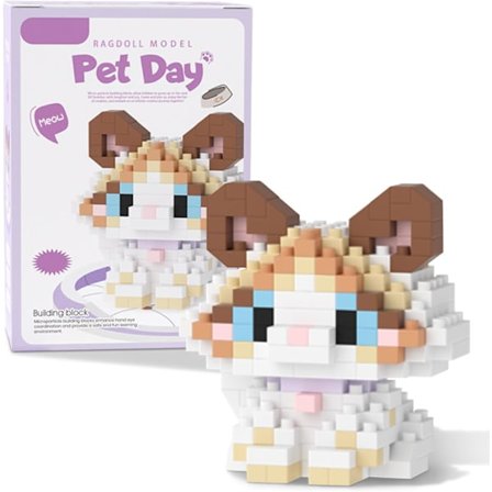 Micro Mini Byggklossar Katt-Serie, Djurmodell Leksak Partypresenter för Barn, Kreativa Byggklossar, Födelsedagspresent för Pojke Flicka Åldrar 6-12+