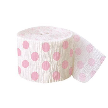 Crepebånd lyserøde prikker 246 cm