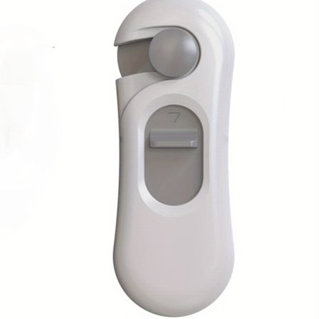 1-pak børnesikret køleskabslås med selvklæbende tape - hvid og grå, børnesikringsskabslås, børnesikringslås til køleskab, ovnskuffer og døre