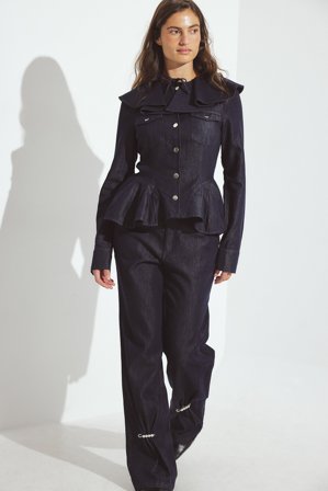 NA-KD ART - Bukse i denim med nagledetaljer - Mid waist jeans - Blå - EU 36