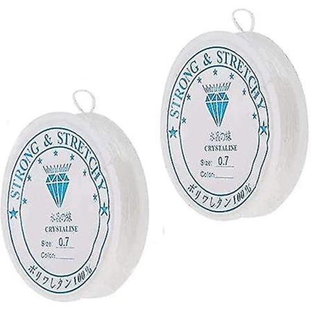 2 st 0,7 mm Kristallklar, stark elastisk tråd, elastiska smyckessnören för armband och hantverk