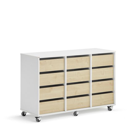 Schüleraufbewahrung CASPER, 12 Schubladen, weiß, Birke