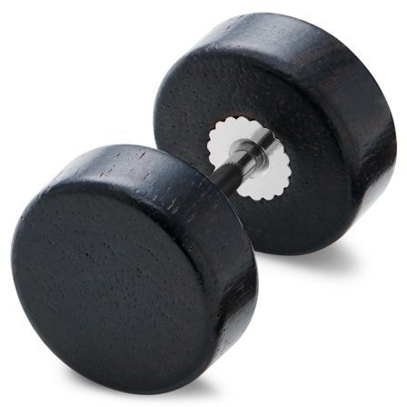 Satago | 10 mm Dark Oak & Stainless Steel Faux Plug Stud Earring for Men - Stud earrings