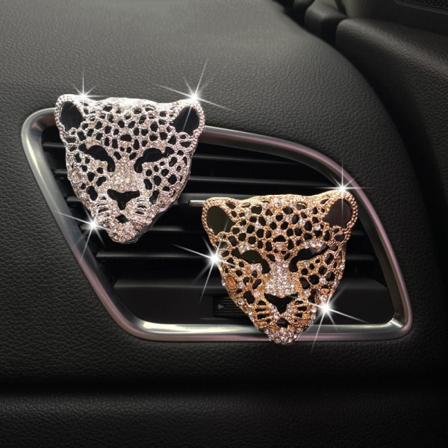 2 stk. luftventilationsklips, krystal leopard bil luftfriskere ventilationsklips