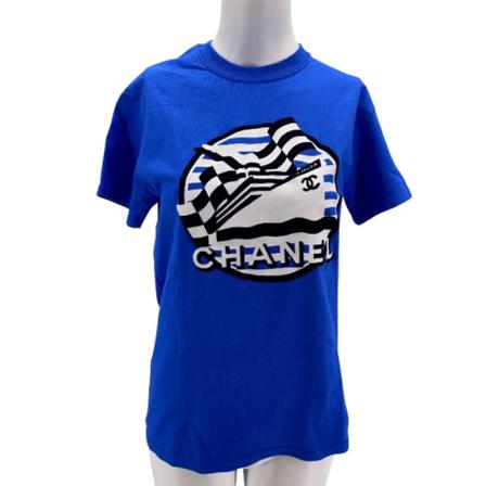 Chanel Vintage Pre-ownedCottontops , Blauw , Dames , Maat: S Vintage Tops