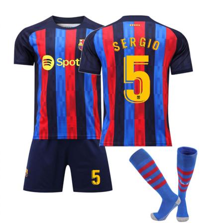22-23 Uusi Barcelona Jersey Lapset Aikuiset Jalkapallo Jalkapallopaita Trainin Jersey Puku No.5 SERGIO 28