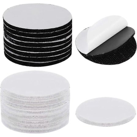 20 par runde selvklæbende velcro, 6 cm dobbeltsidet velcrobånd ekstra stærkt