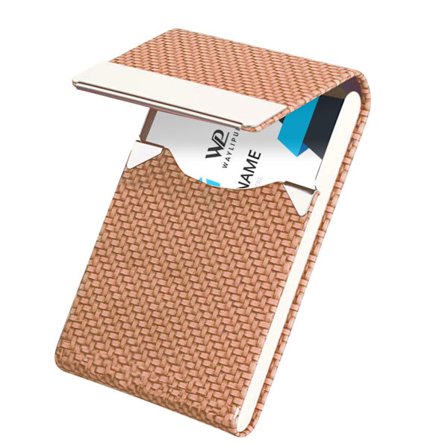 Käyntikorttikotelot, ammattimainen PU-nahka ja ruostumaton teräs käyntikorttikotelo, ohut metalli taskukorttikotelo magneettilukolla (ruskea)