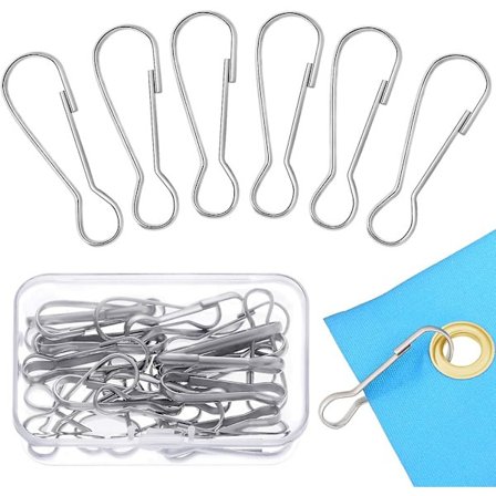 30 stk flaggstang klips 40 mm rustfritt stål flaggstang feste flaggstang snaps krok med oppbevaringsboks, kompatibel med flaggstang