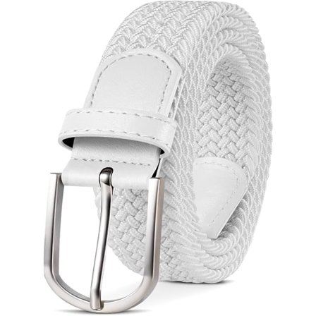 Herrebelte, elastisk flettet belte unisex menn kvinner flettet elastisk stretch vevd belte 33mm(1,25") hvitt{ROG}