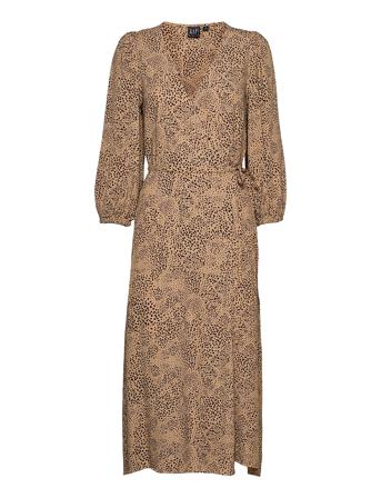 Lenzing Ecovero Flounce Midi Wrap Dress Brown GAP