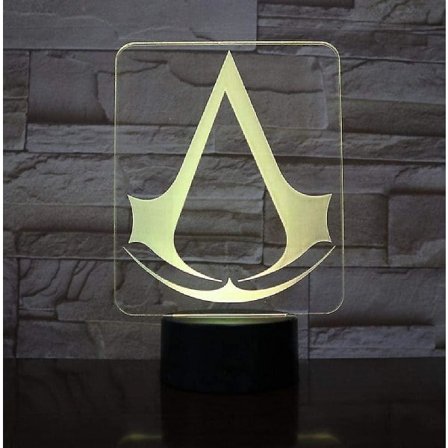 Assassins Creed Spel Logo Nattlampa Gåva för Barn Sovrumsinredning Färgskiftande Studierum 3D LED Nattlampa