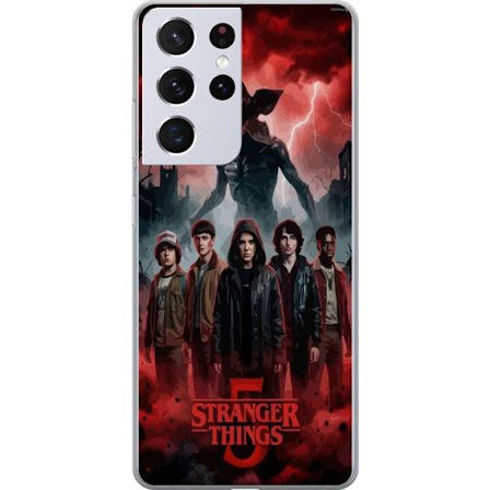 Kompatibelt Mobildeksel til Samsung Galaxy S21 Ultra 5G Mørk Stranger Things-inspirert fantasyillustrasjon med torden, dramatisk himmel og intens uhyg