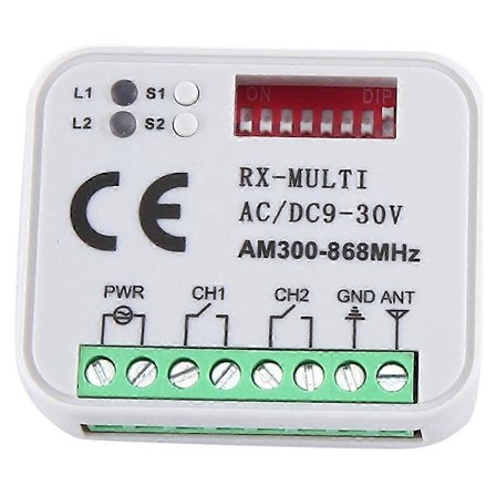 Velegnet til Universal RX Multi Frequency 300-868MHz Receiver 2CH 12V 24V Relæmodul Garageport Fjernbetjening-FO SHAN RAN WANG