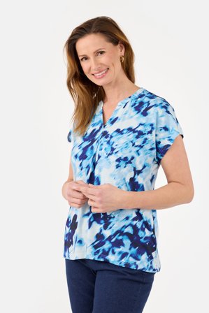 SIGNATURE - Kortærmet T-shirt - Blå Mix - V-Hals