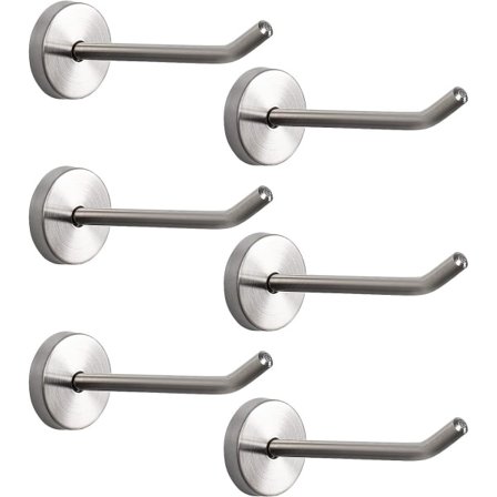 IC Kleskroker - Badhåndkleholder, veggkroker for å henge hatt Hurse Robe, 304 rustfritt stål Heavy Duty garasje kroker for bad, stue, 6-pakning