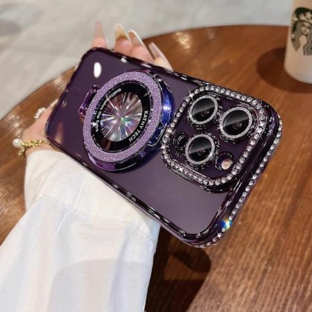 Mobiilipuhelimen suojakuori iPhonelle, läpinäkyvä suojakuori magneettisella pyörivällä jalustalla, sopii iPhone 17, Air, Pro, Pro Max -malleille