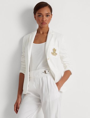 Lauren Ralph Lauren Bullion Jacquard Blazer - White - XXS