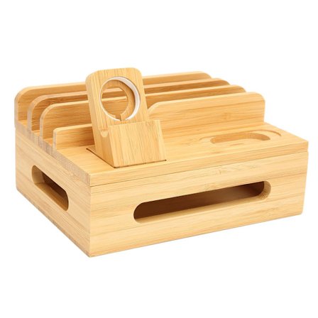 Bambus Multi-enheds Ladestation til Telefon, Tablet og Ur