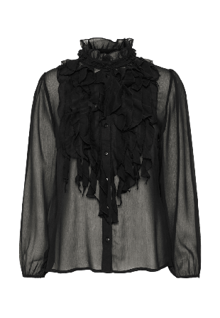 Saint Tropez Lilja SZ Crinkle LS Shirt Skjortor Dam Svart XS