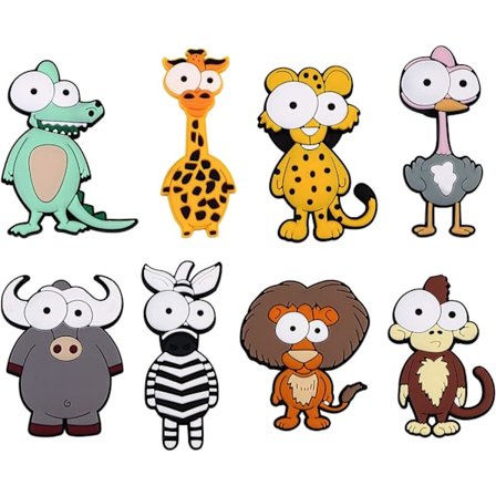 8 djurformade 3D-silikonmagneter, lämpliga för kylskåp, whiteboards, köksskåp, barns pedagogiska leksaker, prärievarg + giraff + biso