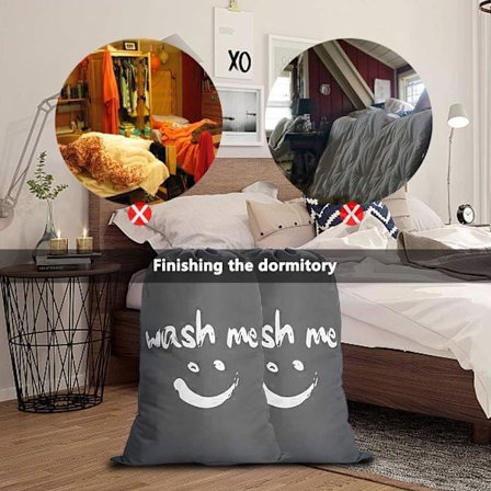 *Stor vasketøjspose Sammenfoldelig vasketøjspose Opbevaringspose med nylonreb*