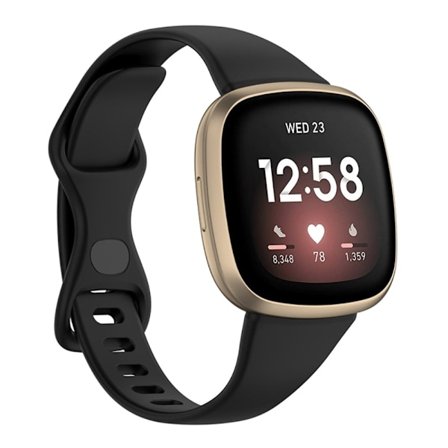 Fitbit Versa 4 / Sense simple urrem - Sort Størrelse: S