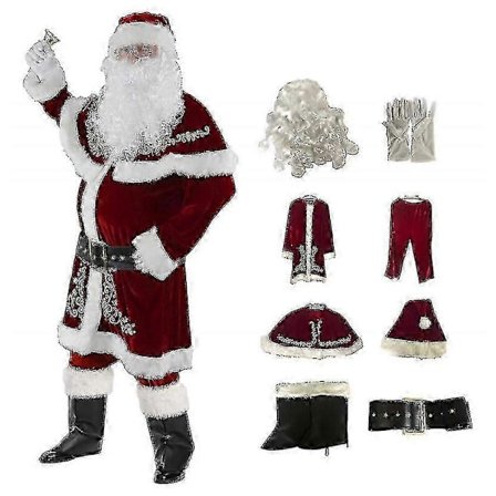 Julemandskostume 12 stk. sæt Julemandsdragt Voksne Mænd Juleoutfits-lingling}