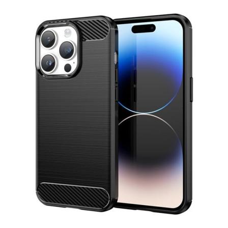 iPhone 14 Pro Skal Carbon Fleksibel Gel - Sort