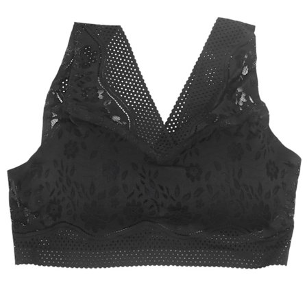 Sömlös trådlös bh med full täckning andningsbar sport bh för kvinnor yoga fitness sova bh svart genomsnittlig storlek