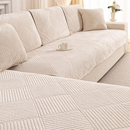 Universellt Halkfritt Ultra Stretch Sofföverdrag för 1/2/3/4-sitssoffor & L-formade Dynor, Solid Textur, Sofföverdrag för Vardagsrum