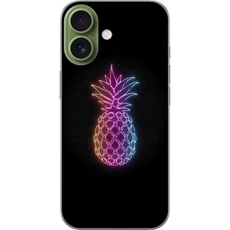 Kompatibelt Mobildeksel til Apple Apple iPhone 17 Neonlysillustrasjon av ananas i fargerikt lys mot svart bakgrunn