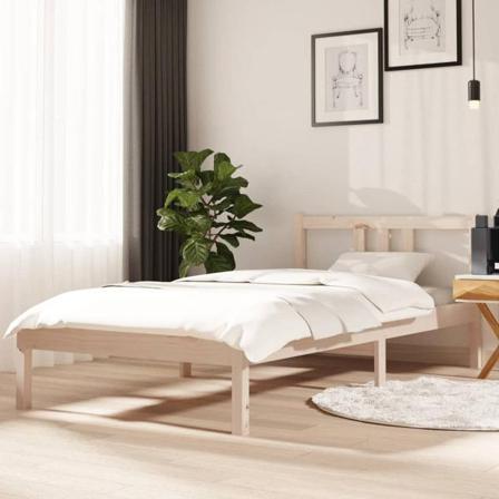 Vidaxl Sängram Massivt Trä 90x190 Cm Grå 3ft Brun