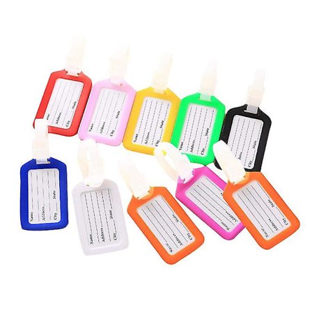 10 st bagageetiketter bagage handväska id-etikett resväska namn tagg hållare för resor (slumpmässig färg)