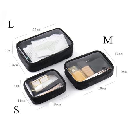 Svart genomskinlig resekosmetikväska Mode vattentät TPU-necessär Ny sminkväska Kosmetikväska med genomskinlig dragkedja Clear 22X14X6CM