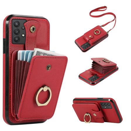 Til Samsung Galaxy A33 5g Telefon Etui Tpu+pu Læder Kortholder Kickstand Bagcover Red