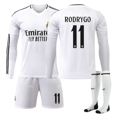 Real Madrid Børne Hjemmebanetrøje 2024-2025 Efterår & Vinter Nr 11 Strømper 3XL RODRYGO No 15 Strømper No 15 Sokker