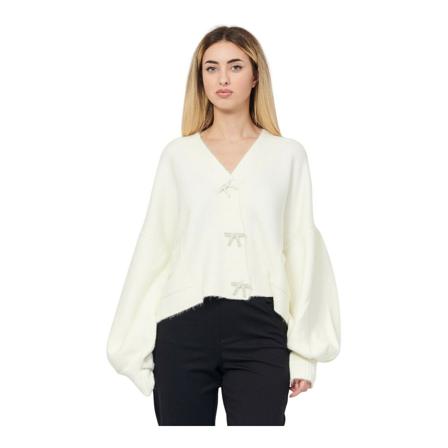Giulia N Couture, V-neck Knitwear Biały, Kobieta, Rozmiar: S