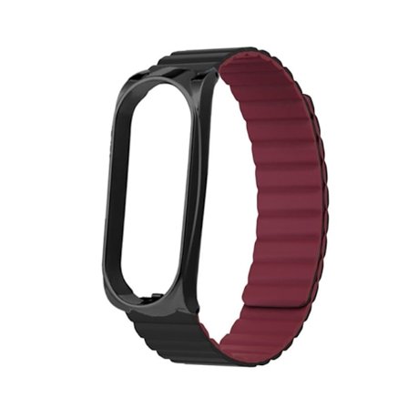 Xiaomi Mi Smart Band 6 / 5 klockarmband i silikon med integrerat skydd - Svart / Vinröd