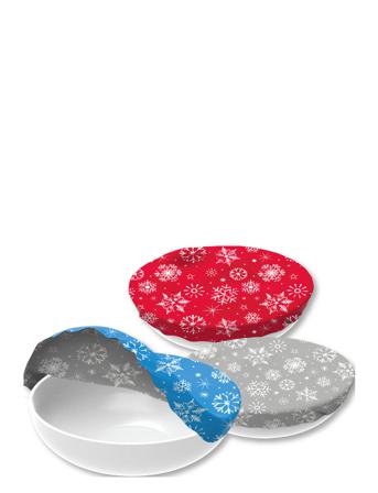 Cotton Bowl Cover Set 3 Pcs Winter Edition Home Kitchen Kitchen Storage Snack & Food Accessories Multi/mønstret Nuts