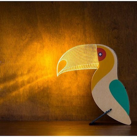 Luovat akryyliset yövalot, puiset eläimet, olohuoneen makuuhuoneen koriste LED-valot, tukaanin muotoiset LED-valot