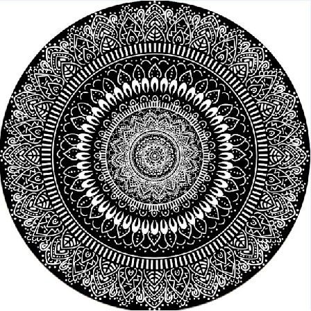 Rundt tæppe 100cm sort Mandala blødt badeværelse tæppe skridsikkert vaskbart accent kaste fluffy gulvmåtte til entre stue soveværelse børneværelse-XIN