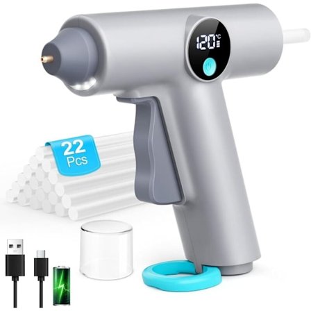Sladdlös limpistol, snabb uppvärmning med 22 st 7 mm smältlimstift, Type-C-laddning för presenter, skola, DIY, hem- och kontorsreparationer