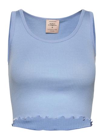 Silk Top Short Crop Tops Sleeveless Crop Tops Sininen Barbara Kristoffersen By Rosemunde
