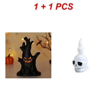 Halloween Spøgelsestræ LED Glødende Spøgelseslys Kranium Elektronisk Lys Lampe Gyser Atmosfære Hjem Dekoration Fest Tilbehør Gave white set