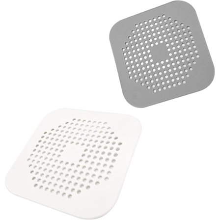 Firkantet afløbsrist til brusekabine, 5,7-tommer silikone hårfanger med sugekopper - skridsikker afløbsbeskytter til badeværelse og køkken til hår