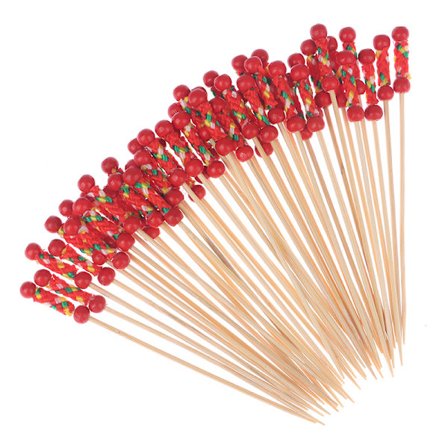 100st/förpackning Fruktgaffel Cocktailpinne Bambuspett kanderade Ha